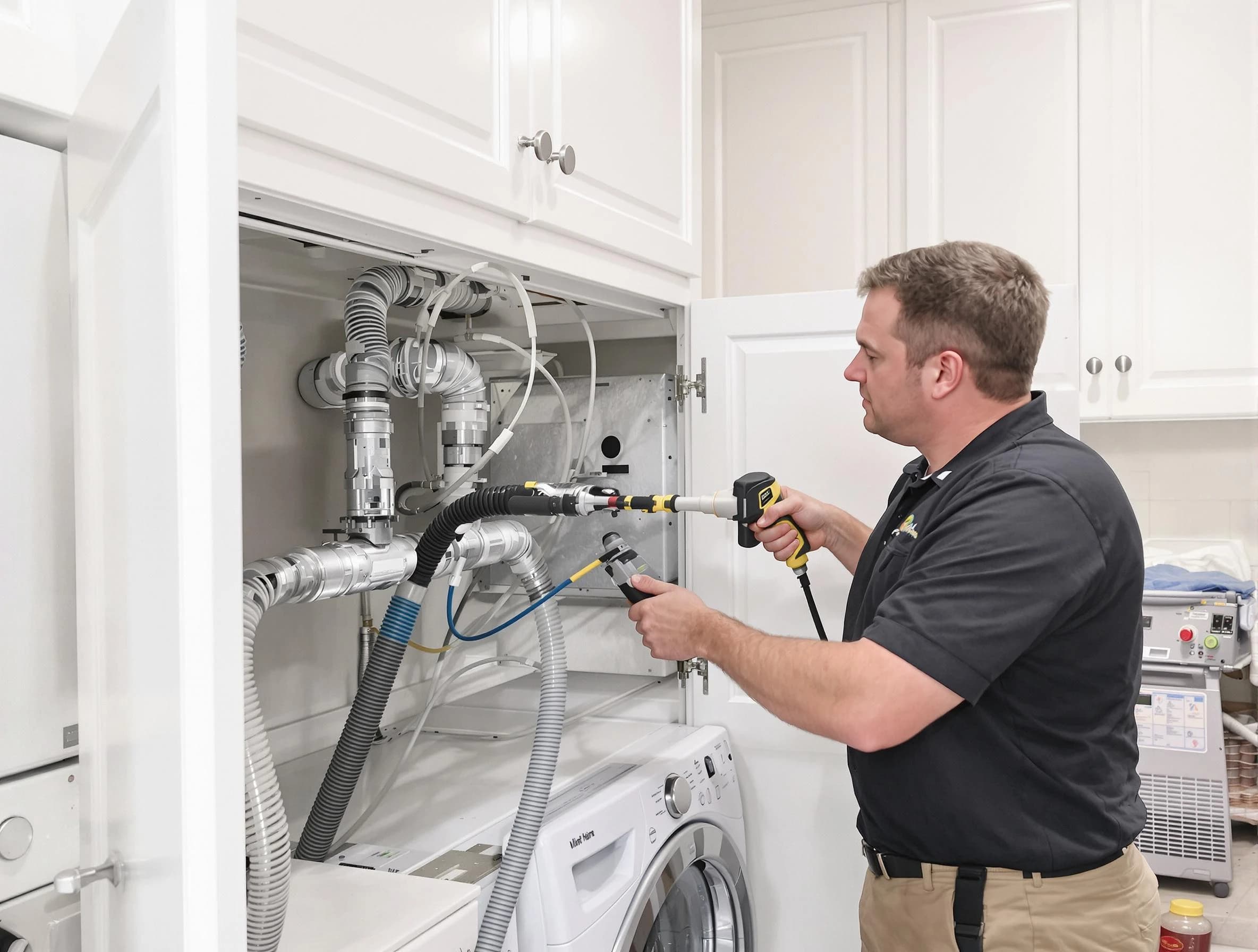 Midwest City Dryer Vent Cleaning professional removing severe blockage from a clogged dryer vent in Midwest City