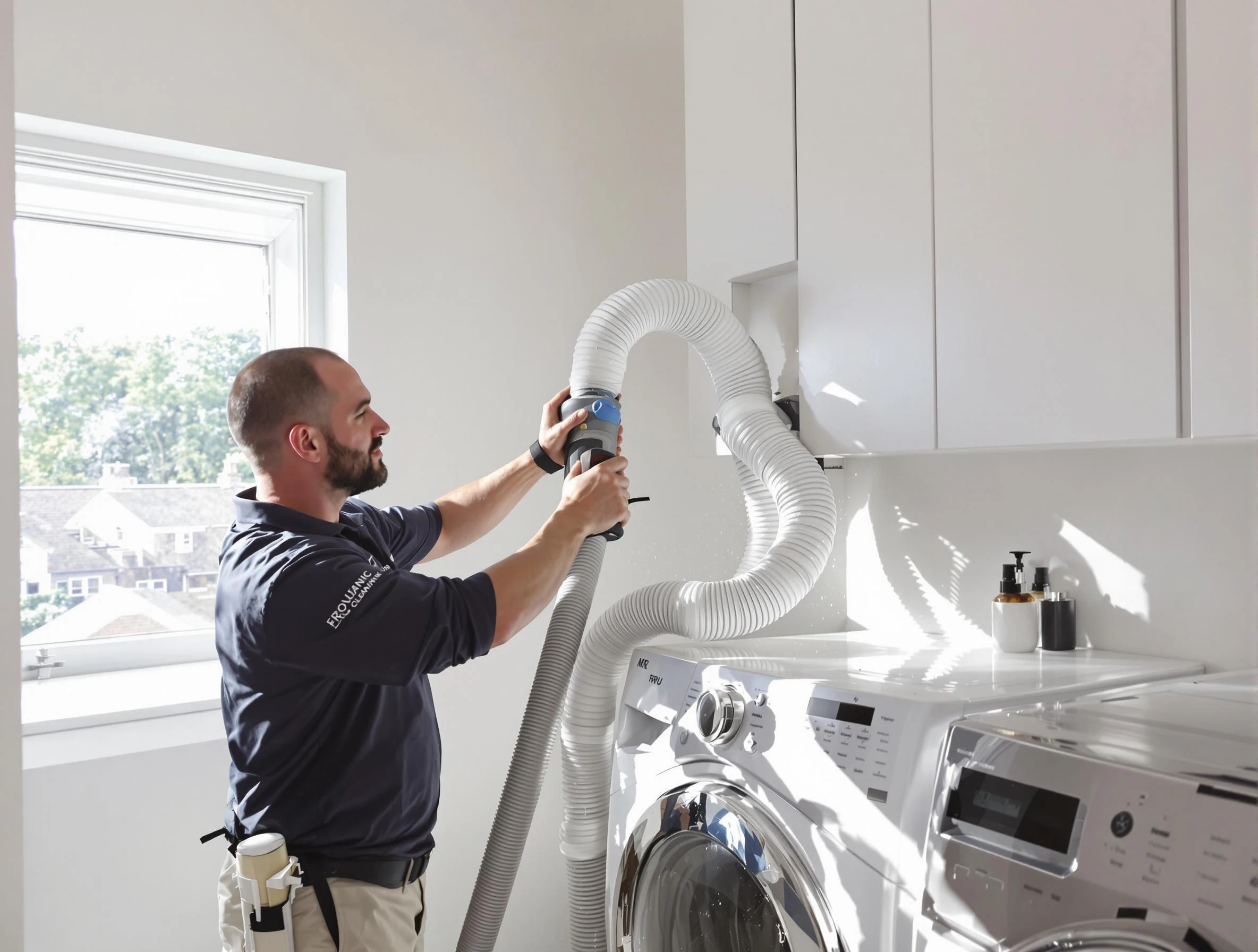Certified Midwest City Dryer Vent Cleaning technician performing dryer vent cleaning in Midwest City
