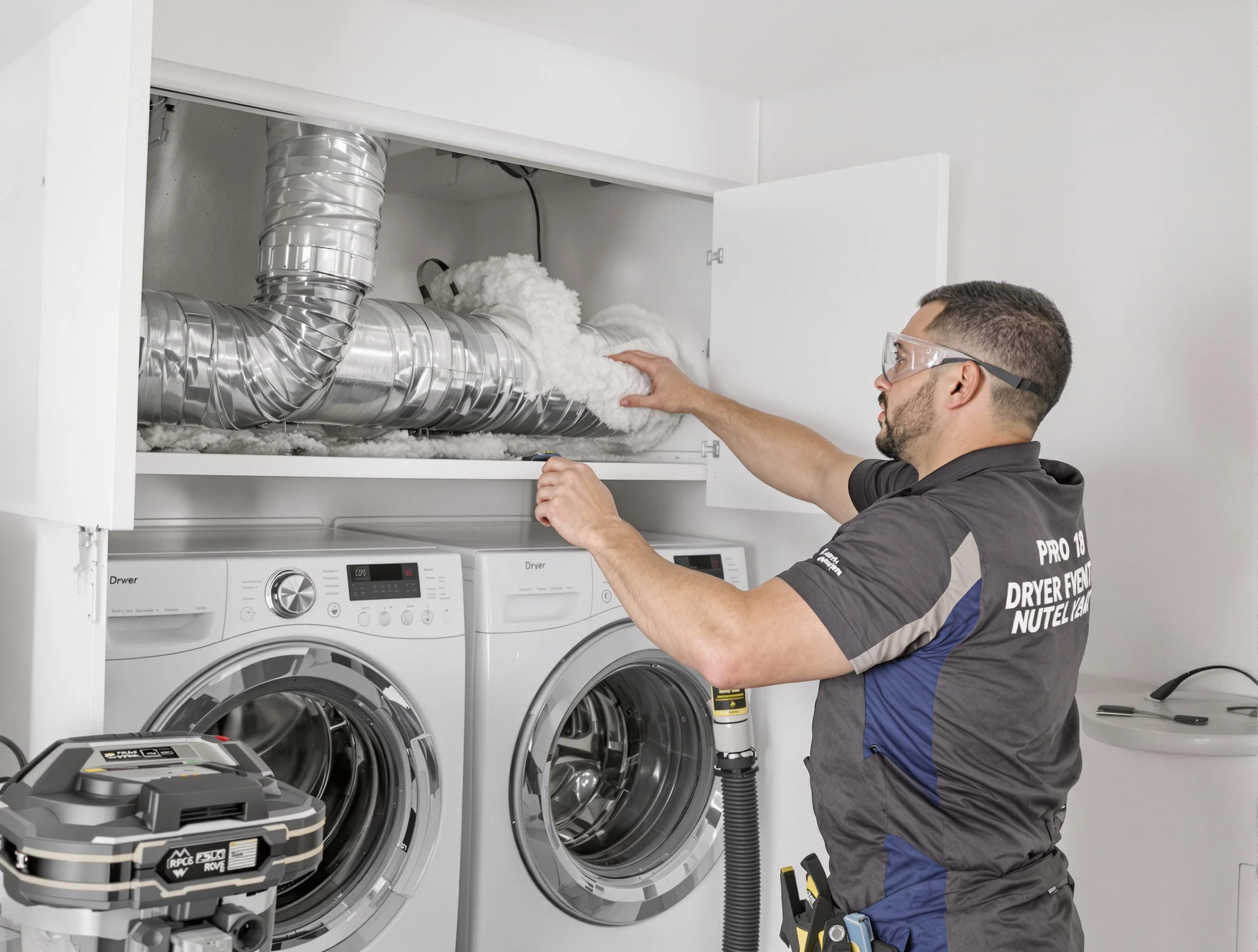 Midwest City Dryer Vent Cleaning certified technician performing specialized gas dryer vent cleaning in Midwest City